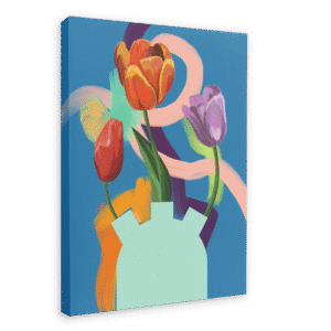 Through The Tulips - Red & Purple Canvas Print