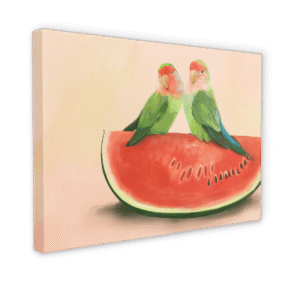 Watermelon Lovebirds Canvas Print