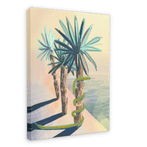 Poolside Promenade (with friendly snake) Giclée Canvas Print