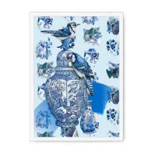 Delft Daft - Jays On A Jar Framed Print