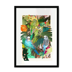 Blooming Budgerigars Framed with a Mount Print