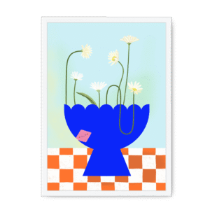 Daisies In Blue Framed Print
