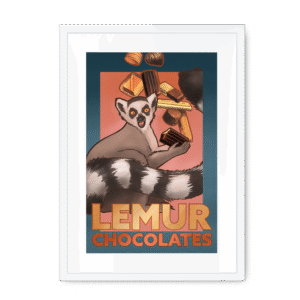 Lemur Chocolate Giclée Framed with a Mount Print