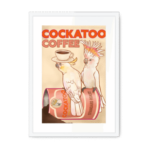 Cockatoo Coffee Giclée Framed with a Mount Print