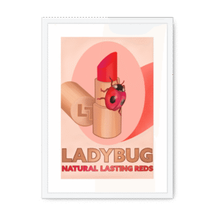 Ladybug Lipstick Giclée Framed with a Mount Print