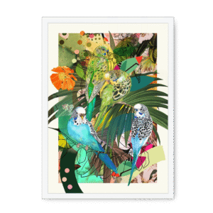 Blooming Budgerigars Matte Framed Print