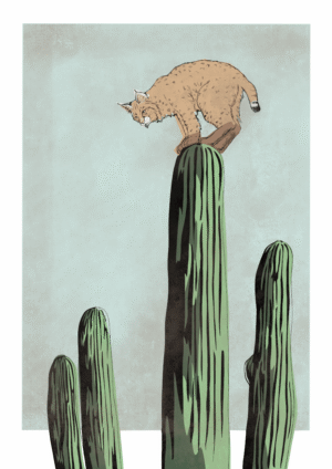 Bobcatctus Blue Matte Art Print