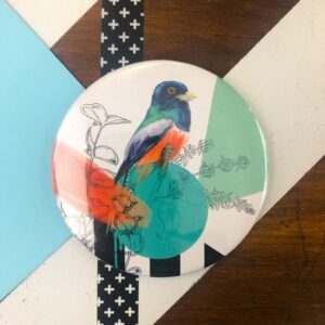 Teal Bird Pocket Mirror
