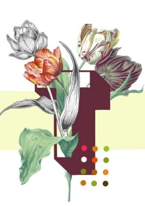 Botanical Alphabet T Greeting Card