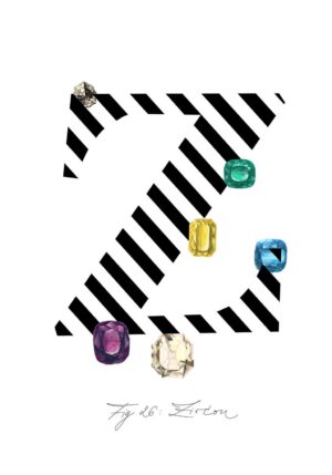 Gemstone Alphabet Z Greeting Card
