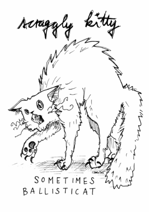 Scraggly Kitty Sometimes Ballisticat Greeting Card
