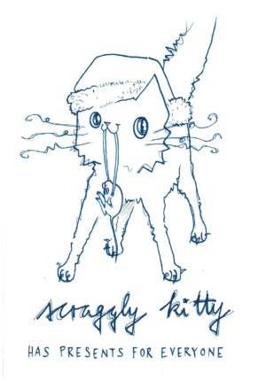 Scraggly Kitty Has Presents For Everyone Christmas Greeting Card