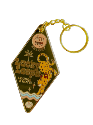 Lucky Leopard Lounge Motel Keyring Olive