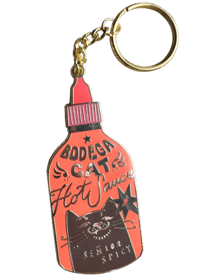 Bodega Cat Hot Sauce Keyring