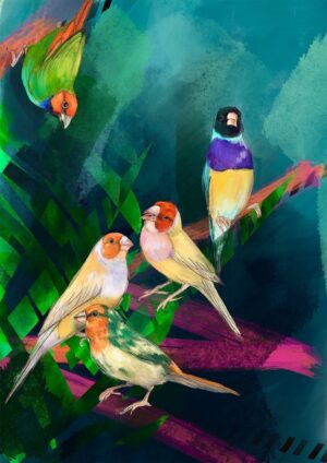 A Fandango Of Finches Giclée Art Print