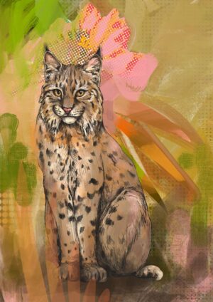 Bobcat Botanica Giclée Art Print