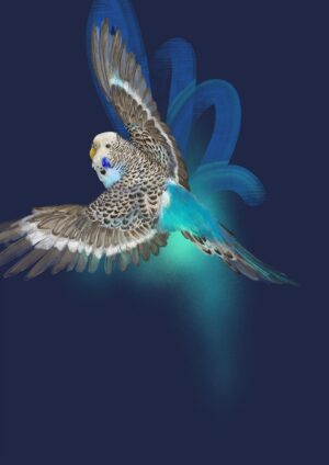 Budgerigar’s Midnight Adventure Giclée Art Print