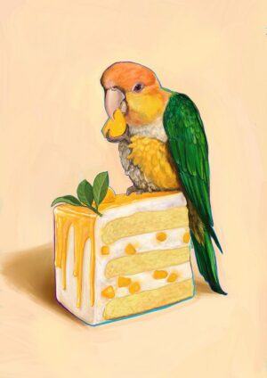 Caique On Cake Giclée Art Print
