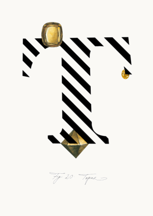 Gemstone Alphabet T Matte Art Print