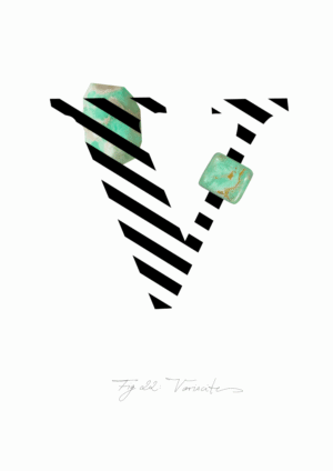 Gemstone Alphabet V Matte Art Print