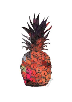 Orange Geometric Pineapple Matte Art Print