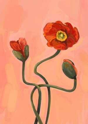 Painterly Poppies Red Giclée Art Print