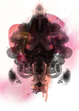 Rorschach Requiem Peach Matte Art Print
