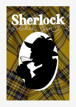 Sherlock Likes Gin Tartan Matte Art Print