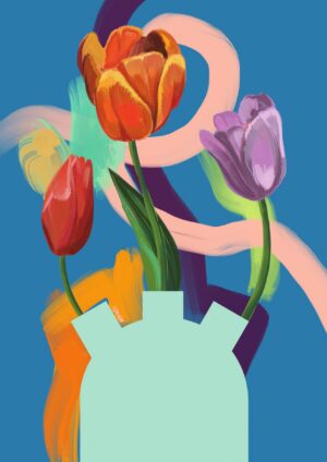 Through The Tulips - Red & Purple Giclée Art Print