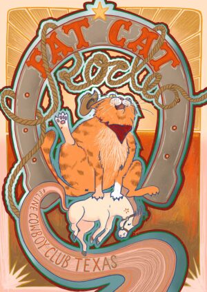 Fat Cat Rodeo Matte Canvas Print